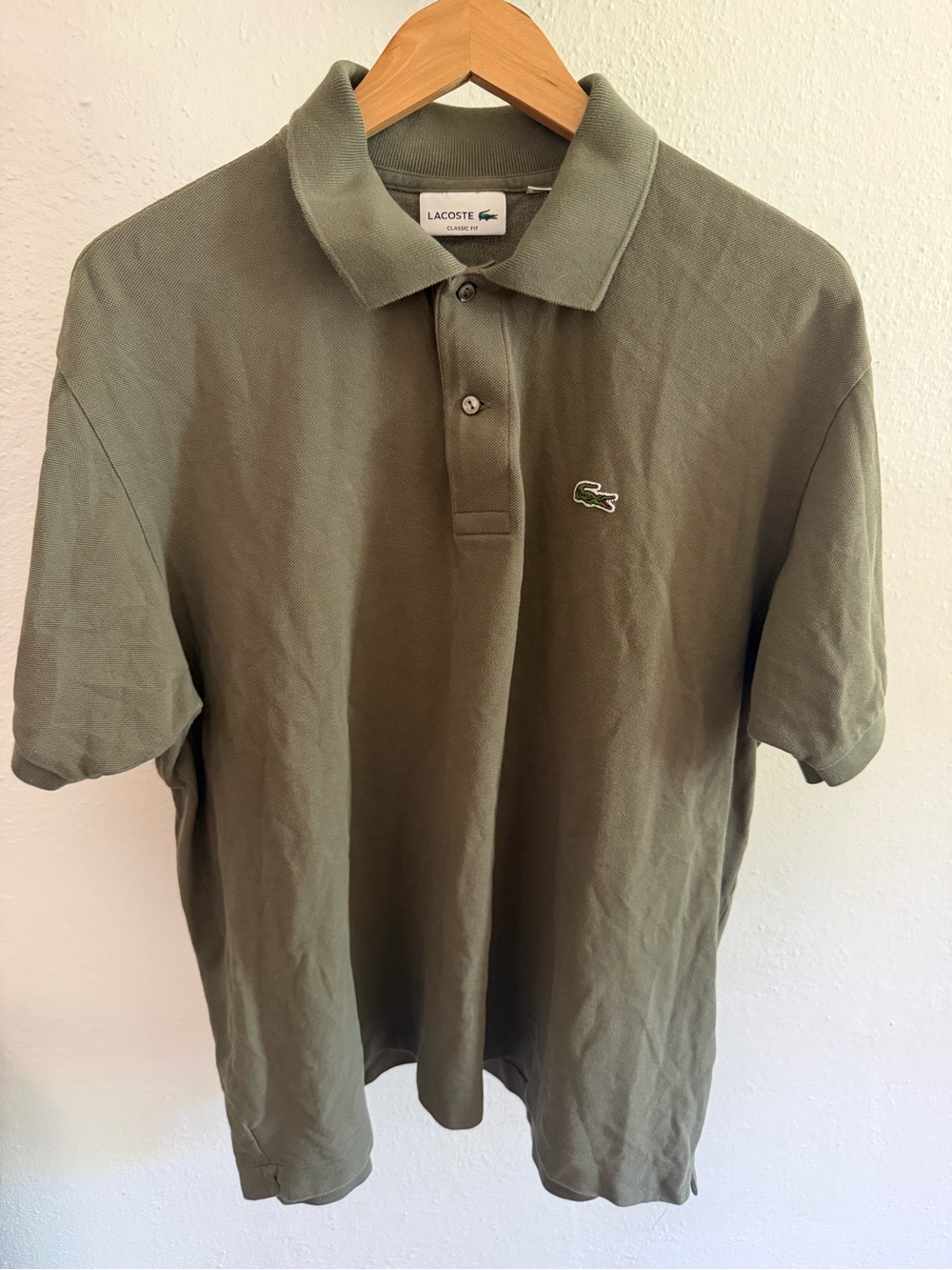 Lacoste Classic Fit Polo Shirt Mens XXL Olive Green Short Sleeve Pique Cotton
